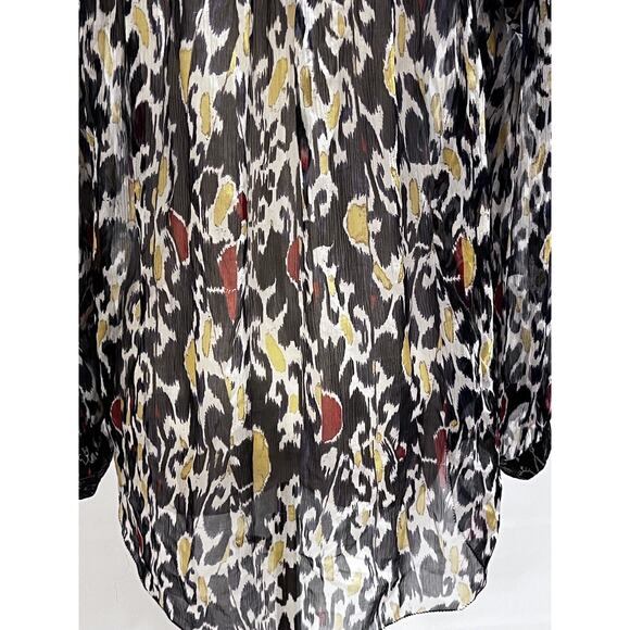 Isabel Marant Blouse Pilay Multi Printed Silk Sheer SZ 36/ US SM Long Sleeve Top - Picture 14 of 15